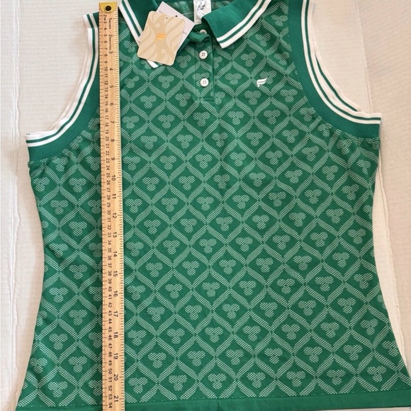 Fabletics Seamless Fairway Green Patterned Polo Top - Picture 7 of 7